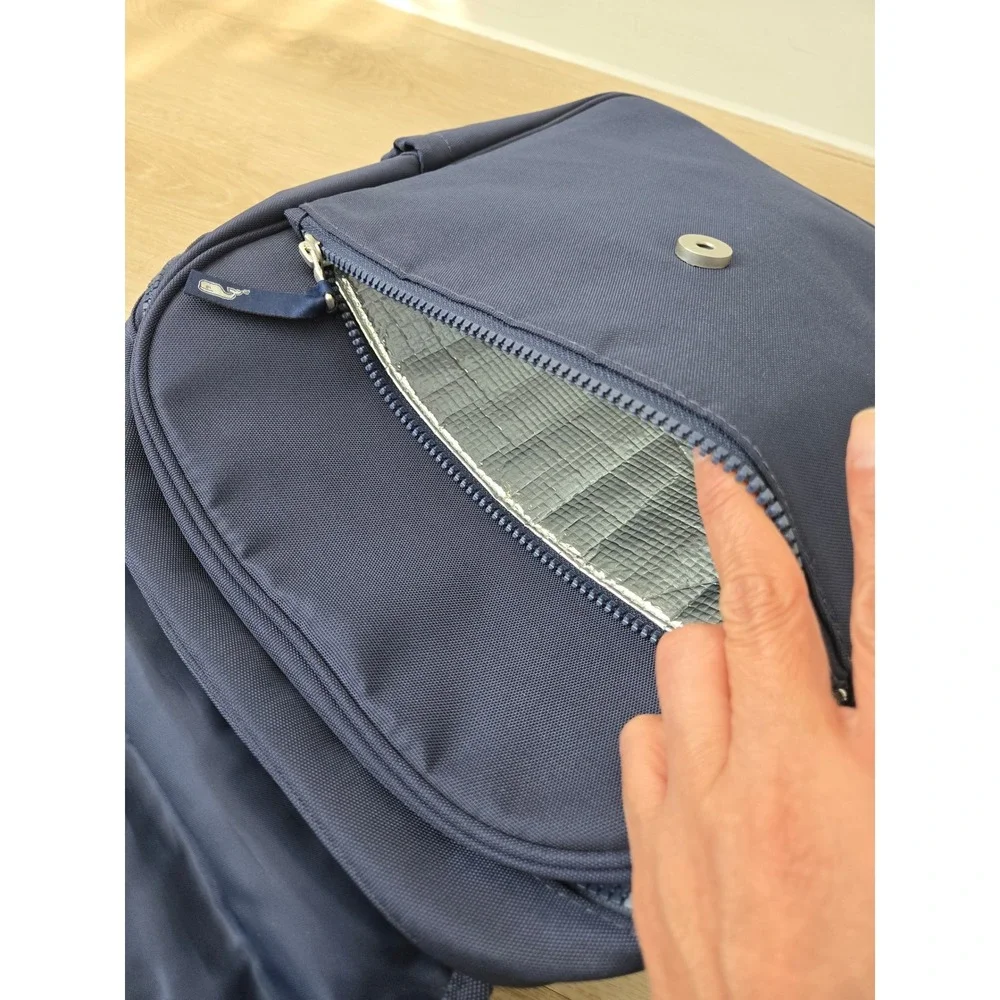 Vineyard Vines Navy Blue Whale Print Canvas Backpack Adjustable Straps